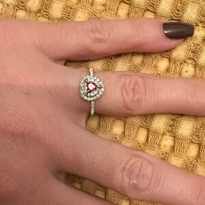 Swarovski crystal pink heart Gemstone Ring